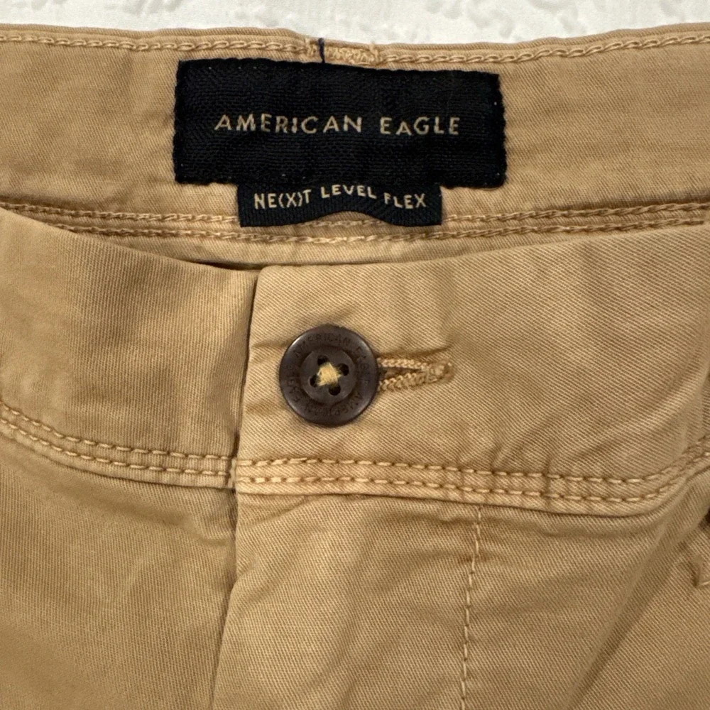 American Eagle Pants Mens Sz 36X34 Next Level Flex Slim Straight Chino Tan Khaki - Picture 3 of 11